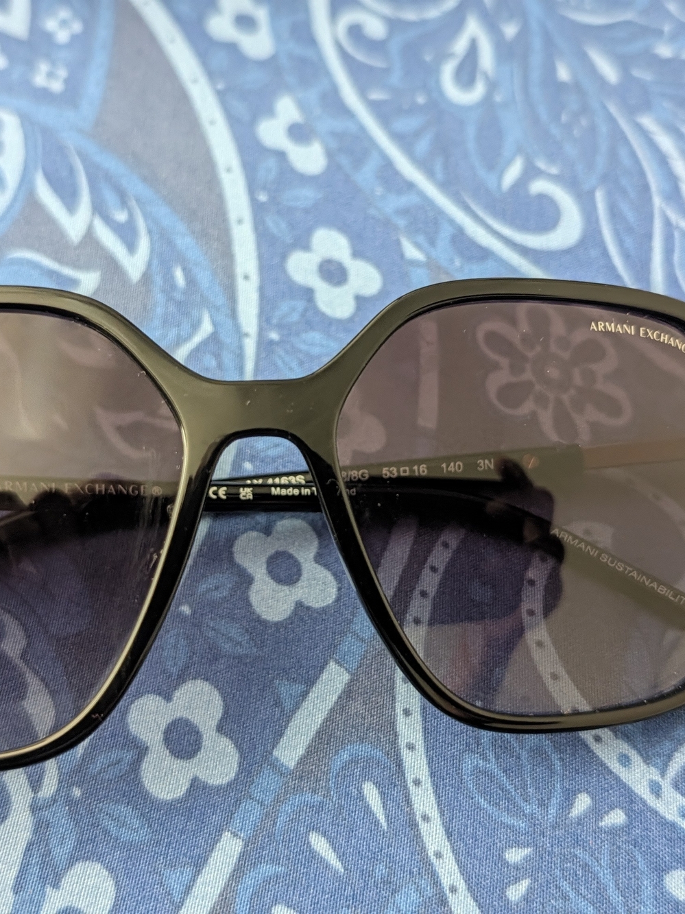 Armani Exchange Black Oversized Square Sunglasses